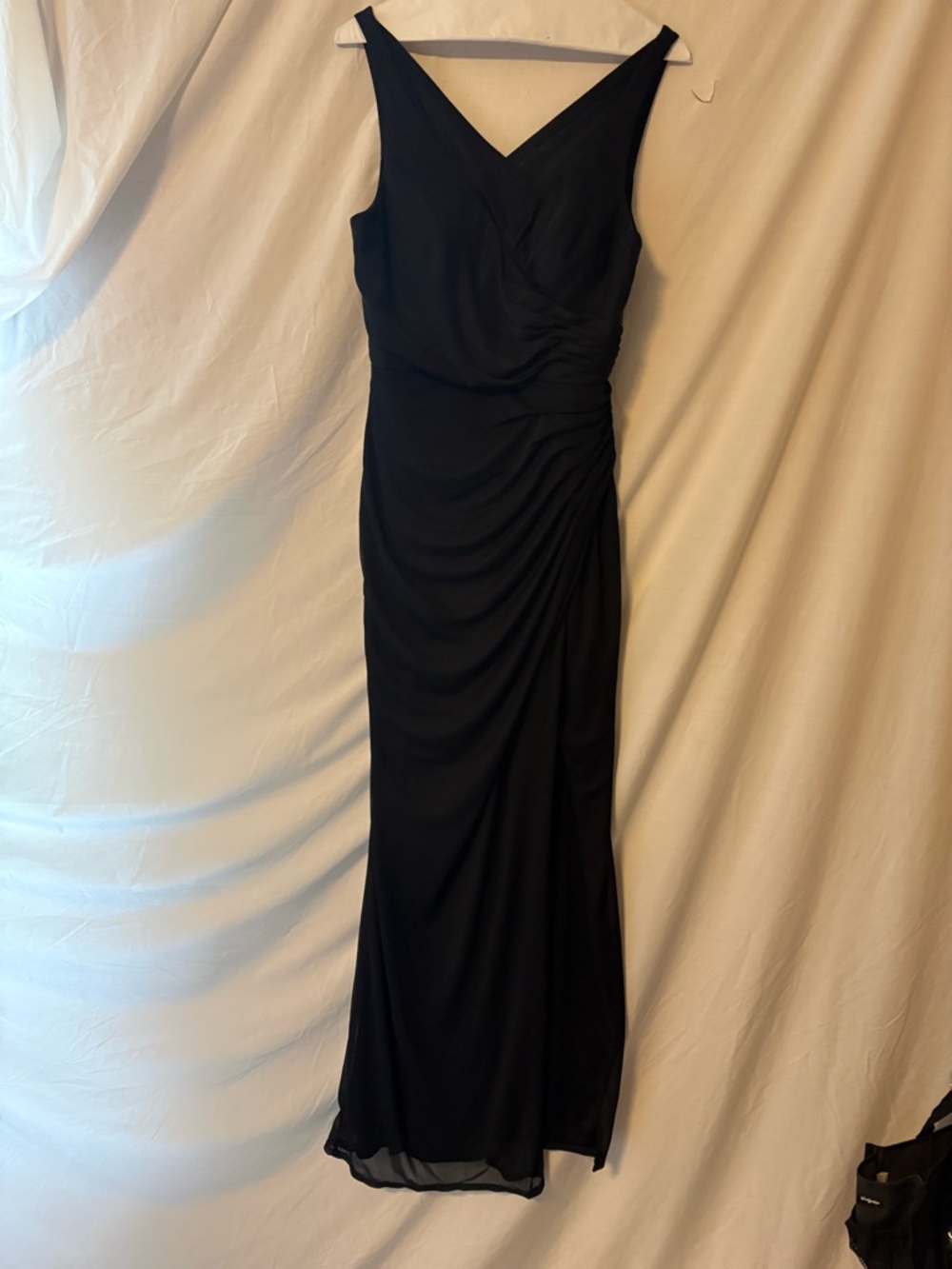 Azazie Black V-Neck Ruched Maxi Dress